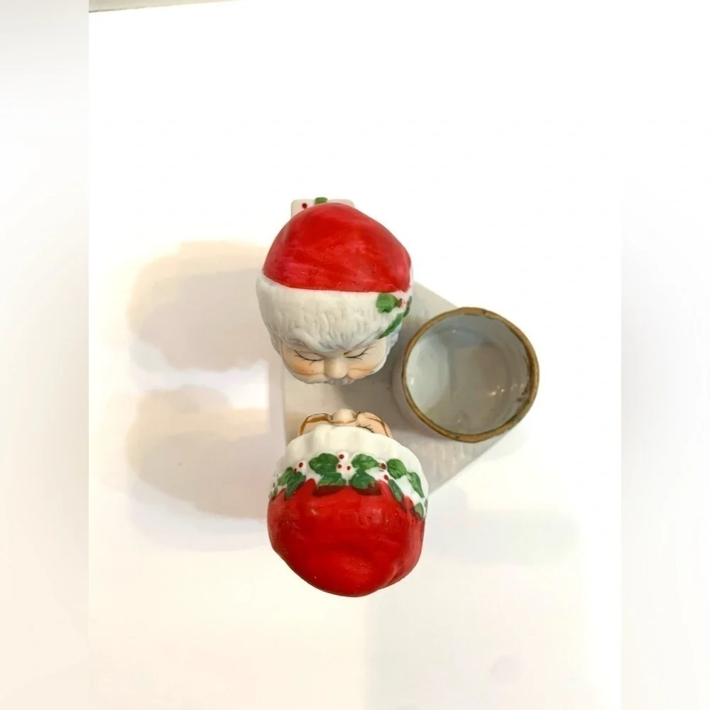 Jasco Christmas Happiness 1981 Figurine Candle Holder Mrs Santa Claus Bisque vtg
